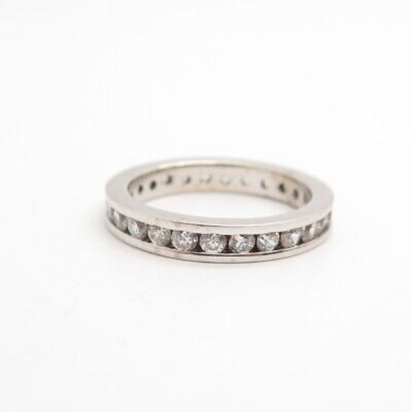 925 Sterling Silver Pave C Z All Around Eternity Band Ring Size 5 - Picture 3 of 7